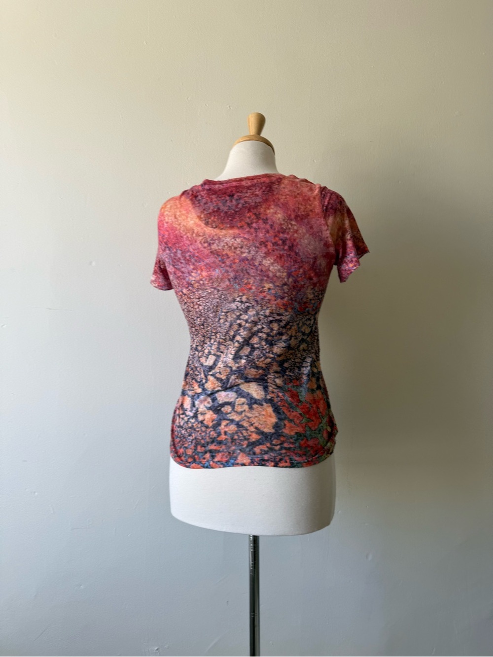 Y2K Rhinestone Mesh Top Abstract Print - Picture 4 of 5